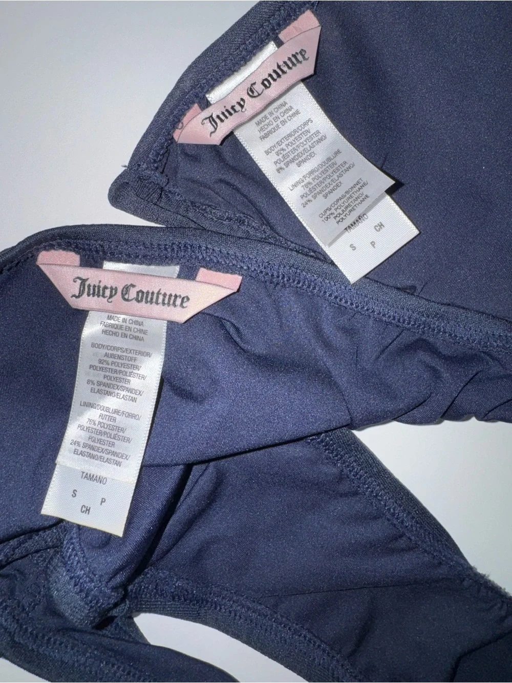 Juicy Couture Navy Bikini Set Size Small Pearl Charm